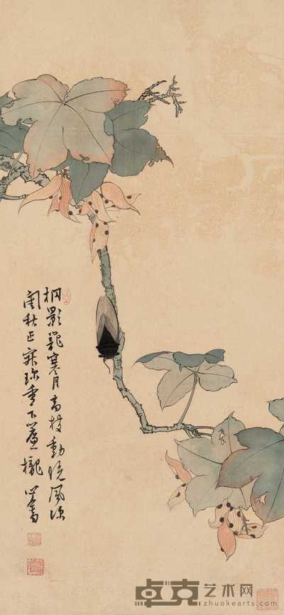 溥儒 秋蝉桐影 镜心 64.8×29.8cm